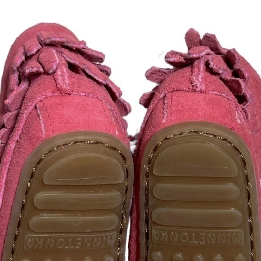 Minnetonka hot pink double fringe boots baby girl size 3